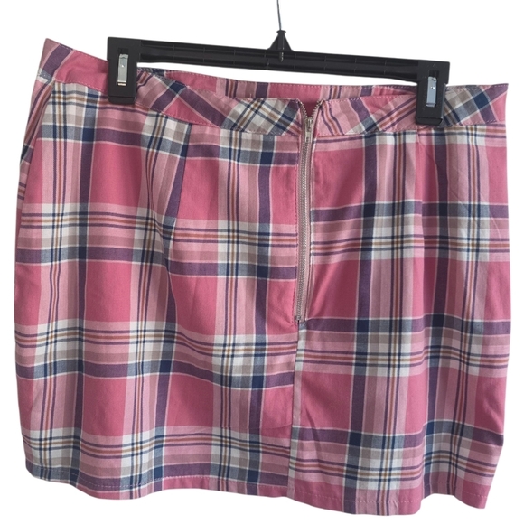 Sugar Thrillz  Pink and Blue Plaid Mini Skirt Size Juniors XL Dolls Kill - Picture 2 of 6